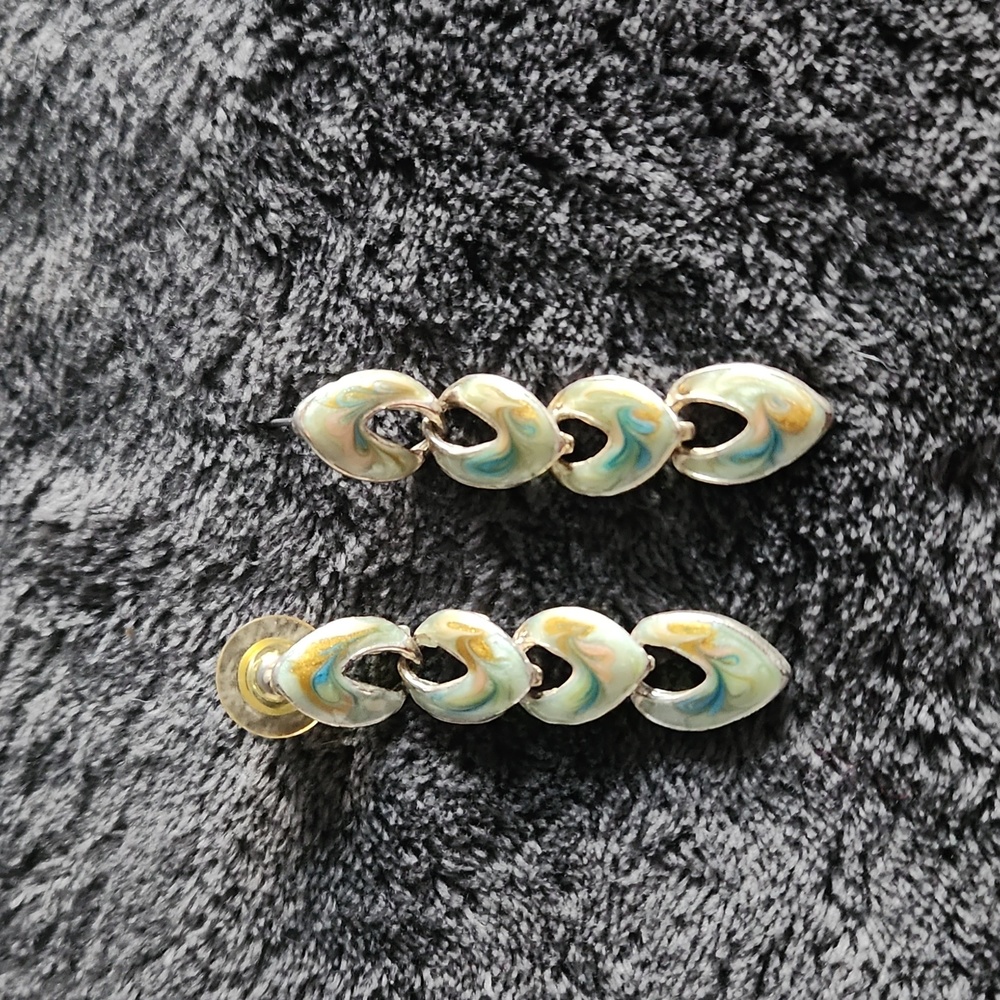 Enamel swirl dangle earrings